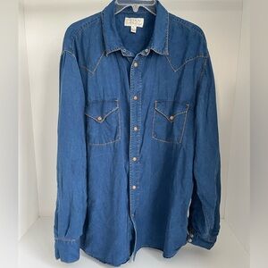 Vintage Blue Button Down Western Shirt
